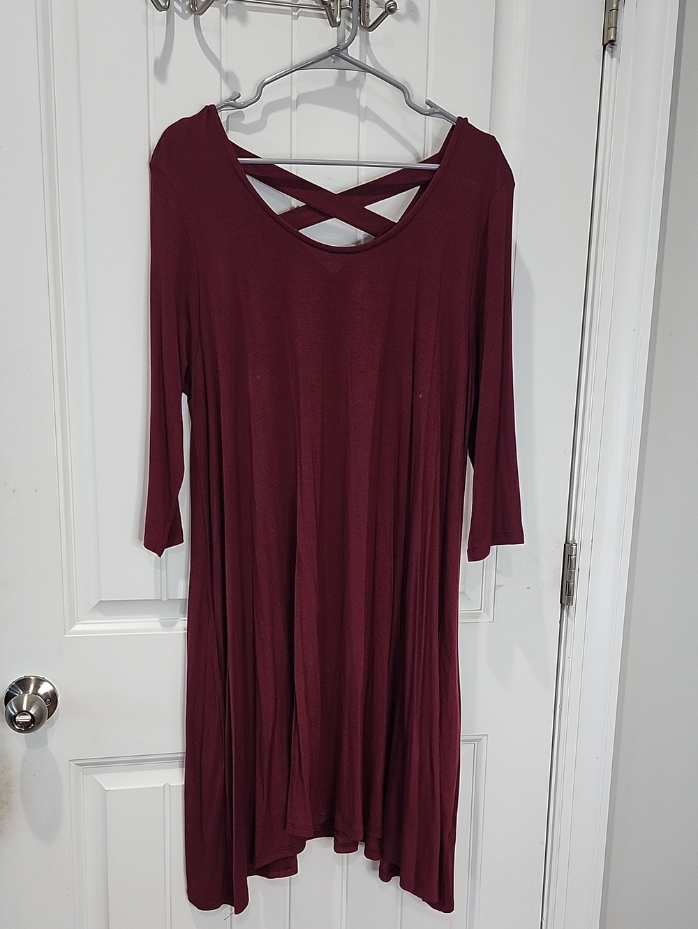 Rags & Couture - Women's Burgundy Crisscross Back Swing Dress - 1XL